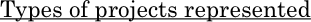 Types of projects represented